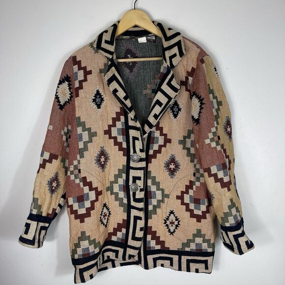 Vtg Its Outta The Bag Unge Potch Ket Womens Navajo Southwest Aztec Jacket Sm USA - Picture 1 of 15